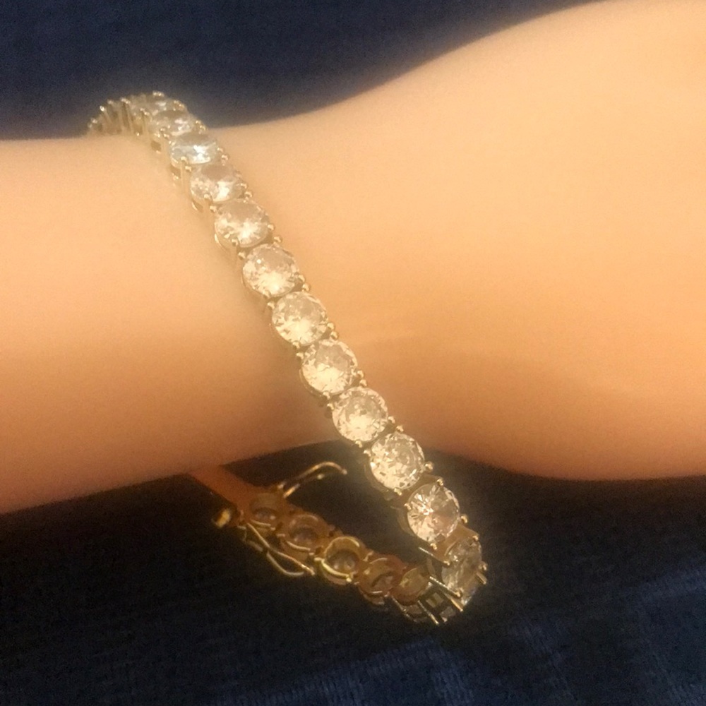 Double link ziconia gold bracelet stamp bracelet coated with gold and diamonds